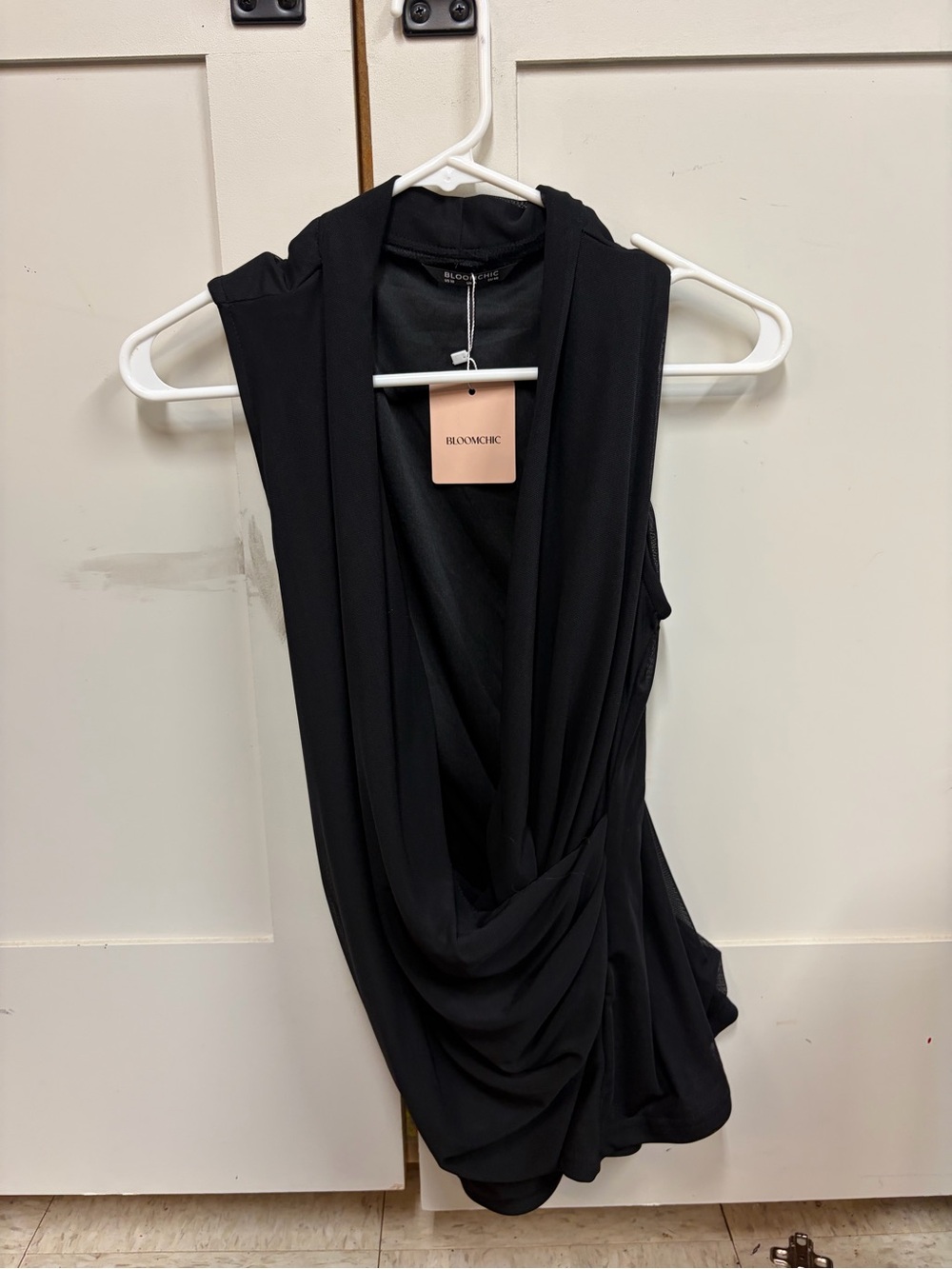 Bloomingdales Black Draped Sleeveless Dress